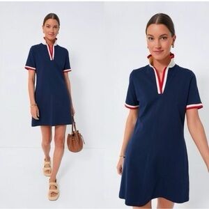 Tuckernuck Navy Hutton Polo Shift Dress with Red-Trim Collar